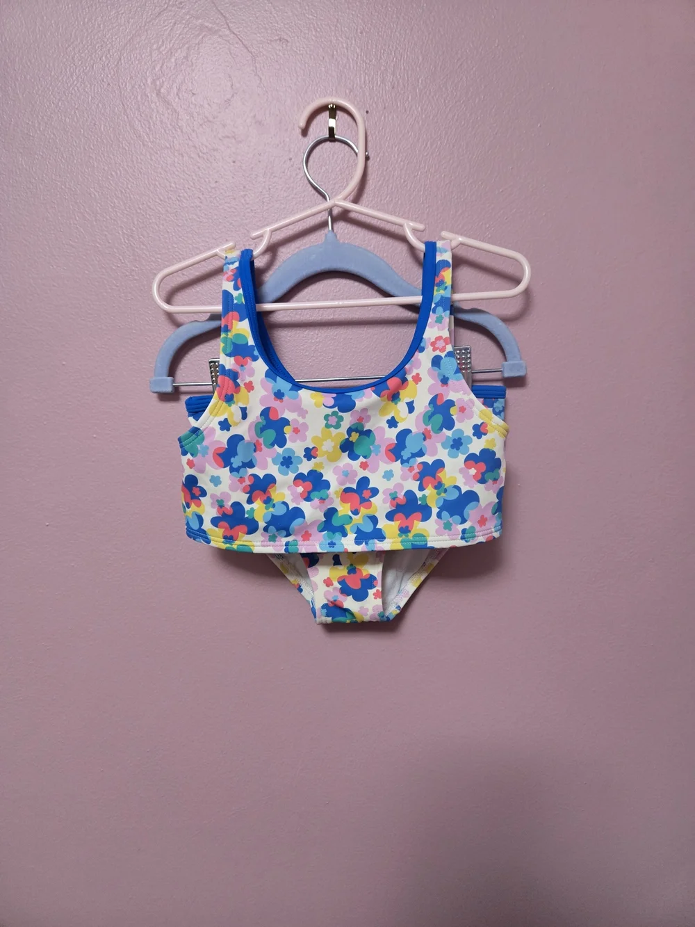 Mini Boden Girls' Floral Two-Piece Bikini - Blue, Pink, Yellow, Green